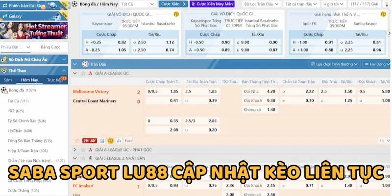 Saba Sports Lu88 cập nhật tỷ lệ kèo tốc độ